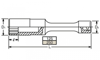 12-kt. Schaftsteckschlüssel 3117M-250 10 mm