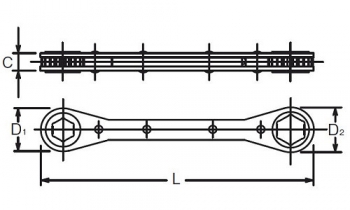 Knarren-Ringschlüssel 102NM 6x7
