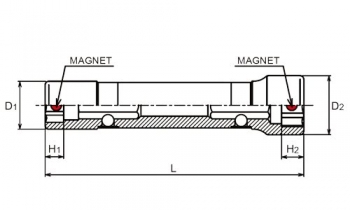 Doppel-Steckschlüssel mit Magnet 165BM-70 8x10 mm