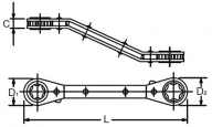 Knarren-Ringschlüssel 103KT E10 x E12