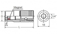Gleitsteckschlüssel mit Magnet 165LM-45 8 mm