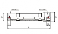 Doppel-Steckschlüssel mit Magnet 165BM-80 10x12 mm